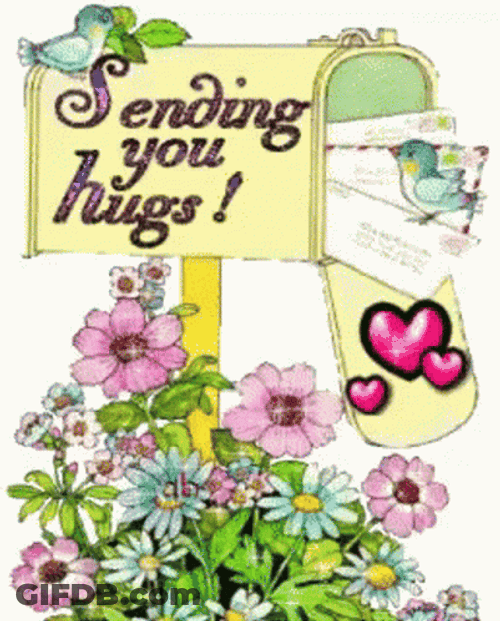 Flowery Mail Box Sending You A Hug Letters GIF