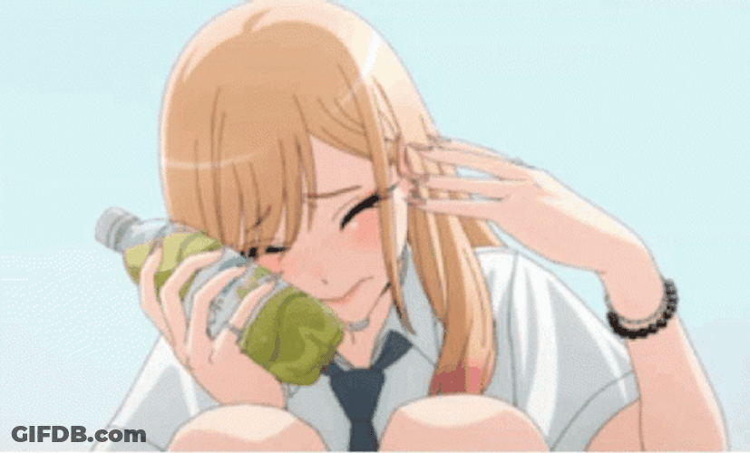 Flustered Marin Kitagawa Fanning Herself Anime GIF