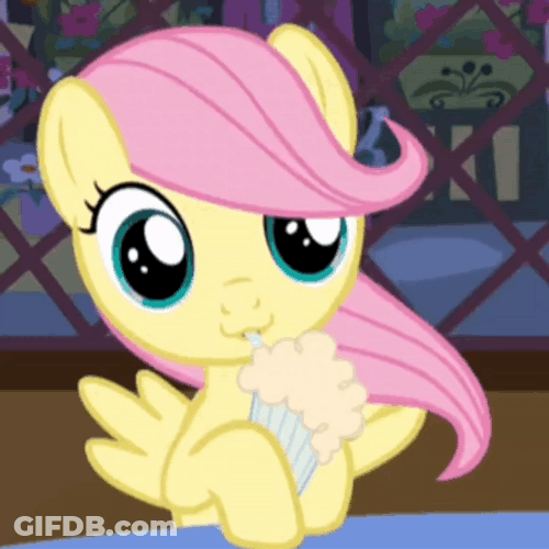Fluttershy Enjoying Her Drink GIF