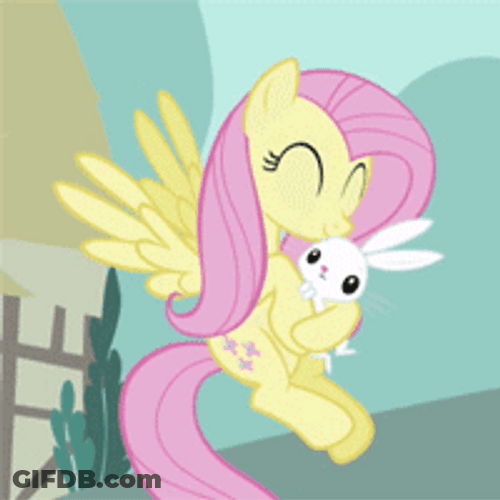Fluttershy Flying With Bunny GIF