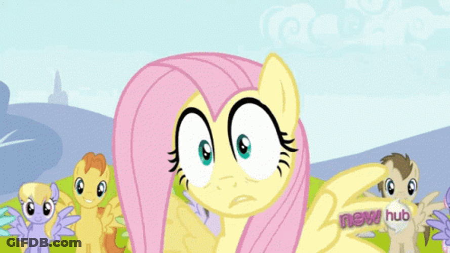 Fluttershy Freaking Out Of Everyone Staring GIF