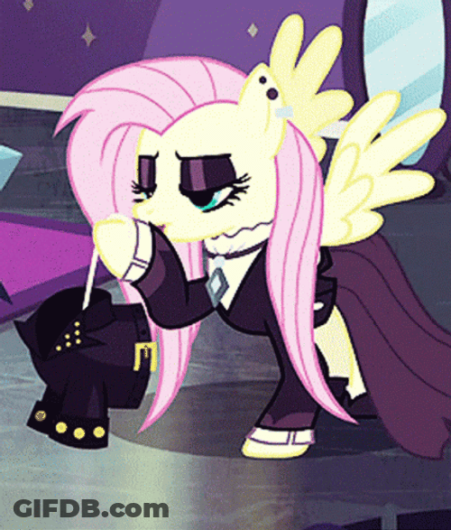 Fluttershy In Black Get Up GIF
