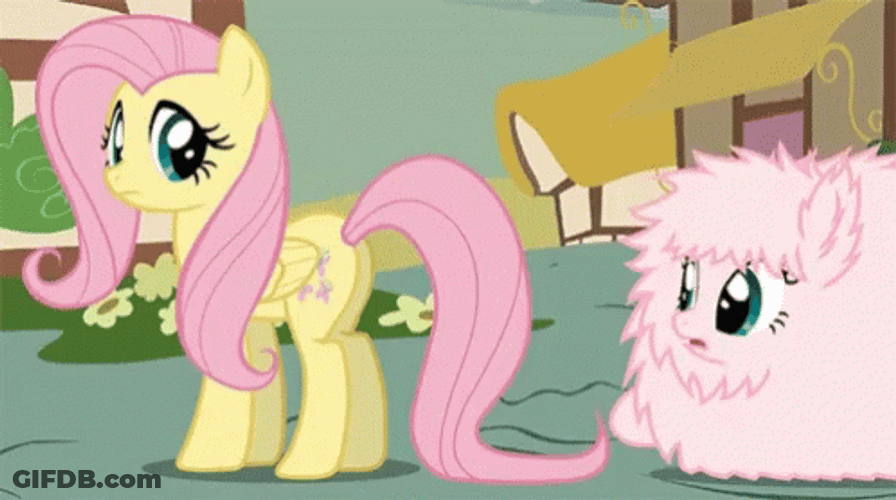 Fluttershy Pink Fluffy Unicorns Dancing On Rainbows GIF