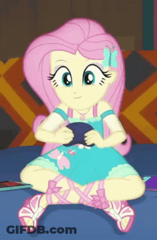 Fluttershy Playing Computer Game GIF