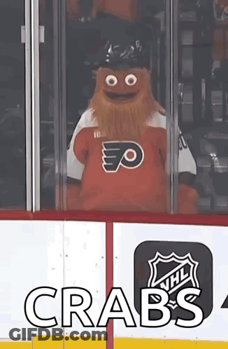 Flyers Mascot Sitting Behind Glass Wall GIF