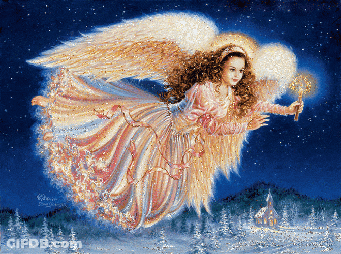 Flying Angel Bringing Light GIF