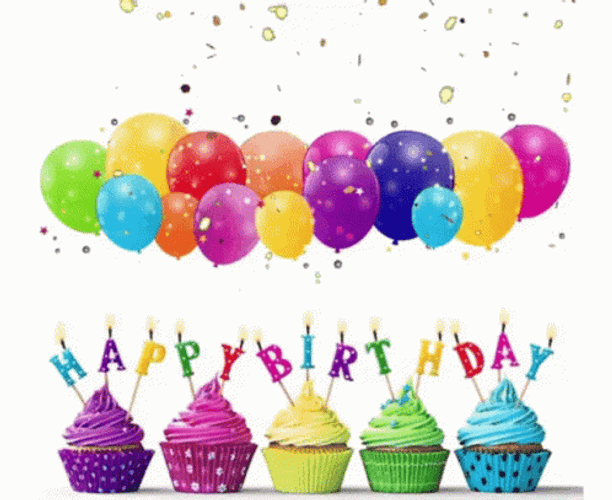 Flying Balloons Birthday Celebration Art GIF