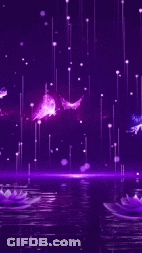 Flying Butterflies Water Purple Aesthetic GIF