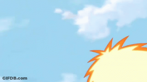 Flying Cartoon Character Holding Fireball GIF