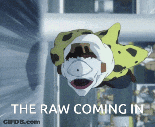 Flying Cartoon Character With The Raw Coming Behind GIF