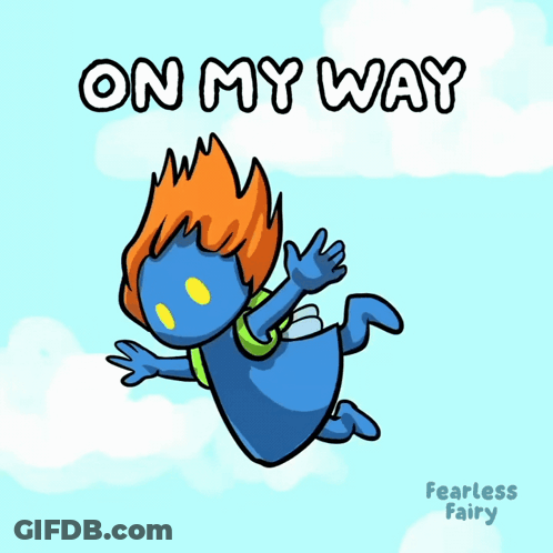 Flying Cartoon Saying On My Way GIF