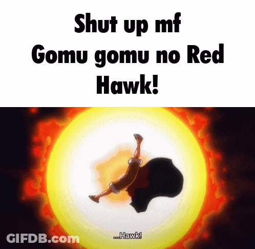 Flying Cartoon Shut Up Gomu Gomu Red Hawk GIF