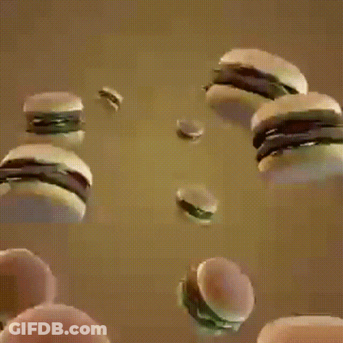 Flying Cheeseburgers GIF