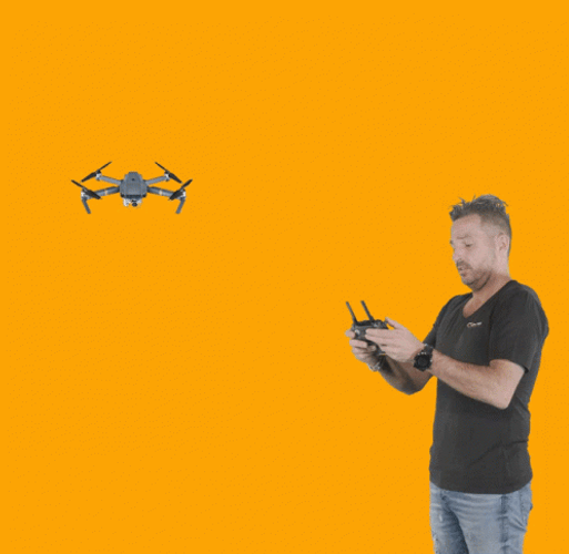Flying Drone On Orange Background GIF