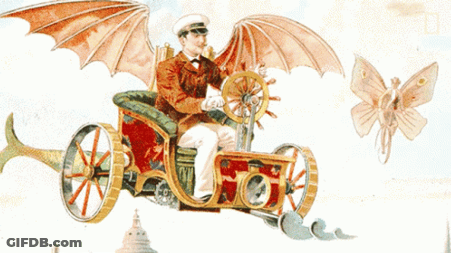 Flying Flintstone Car Machine GIF