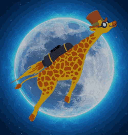 Flying Giraffe With Jet Pack GIF
