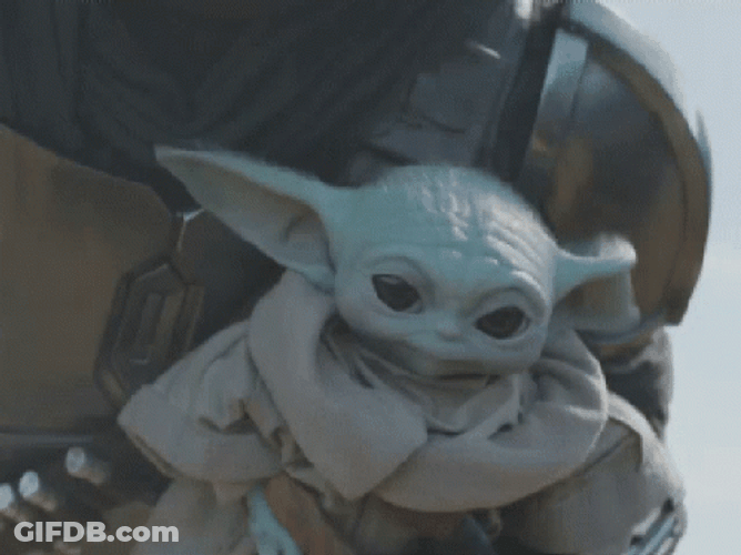 Flying Mandalorian Baby Grogu GIF
