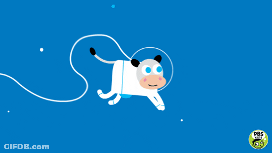 Flying Moo On The Space GIF