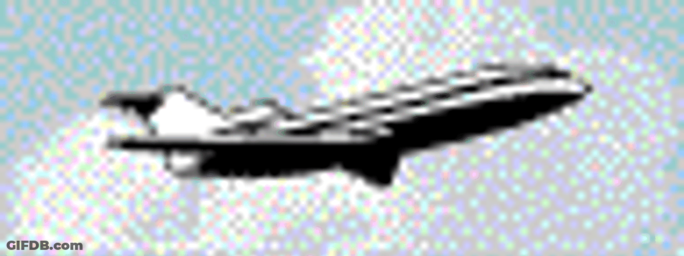Flying Pixel Plane Clouds GIF