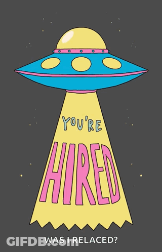Flying Saucer Saying You're Hired GIF
