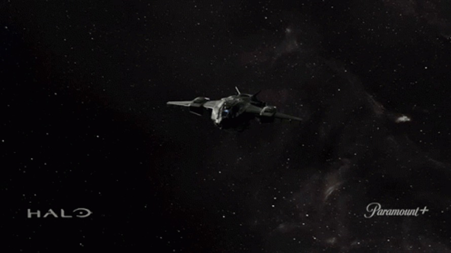Flying Spaceship Going To Landing GIF