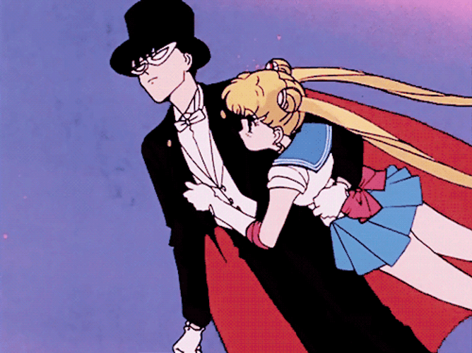 Flying Tuxedo Mask And Sailor Moon GIF