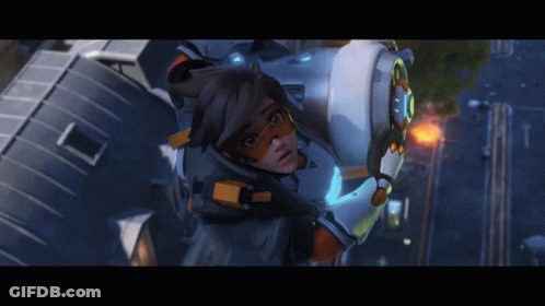 Flying Video Game Character Looking Down GIF