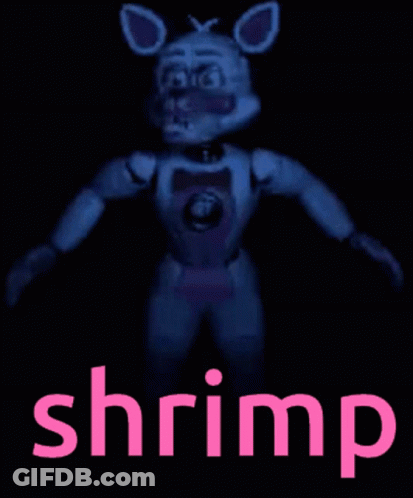FNAF Foxy In Dark With Pink Shrimp GIF