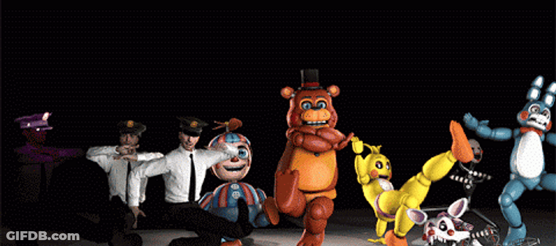 Fnaf Jumpscare Characters Dancing Together GIF