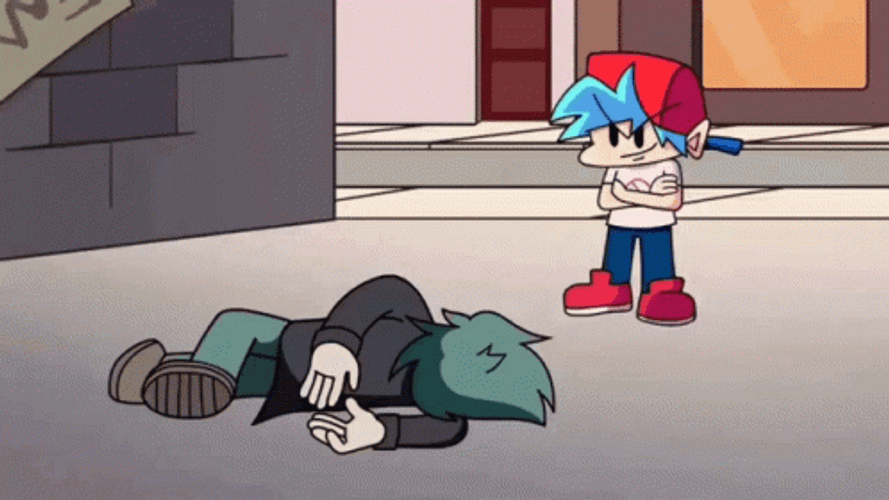 Fnf Boyfriend Dancing In Front Of Unconscious Guy GIF