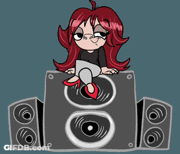 Fnf Girlfriend Sitting On Top Of Speaker GIF