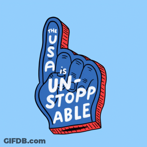 Foam Finger Saying The USA Is Unstoppable GIF