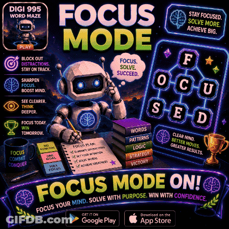 Focus Mode Poster With Robot GIF