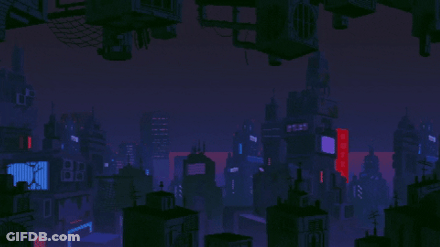 Foggy Cityscape Upside Down GIF