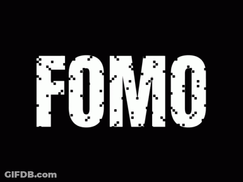 FOMO With Colorful Dots On Black GIF