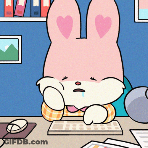Food Coma Pink Bunny Sleepy GIF