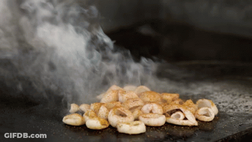 Food Cooked On Grill With Smoke GIF