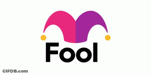 Fool Logo With Purple And Red Jester Hat GIF