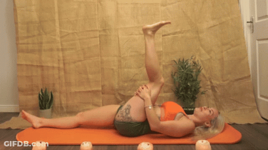 Foot Roll Stretch In Yoga Mat GIF
