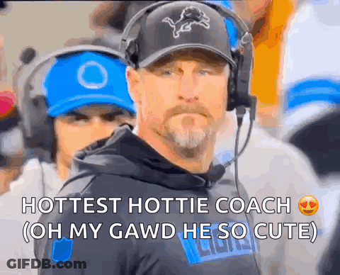 Football Coach With Headphones And Lion Hat GIF