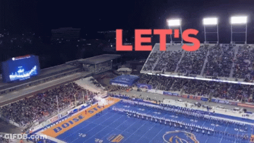 Football Field With Let's In Red GIF
