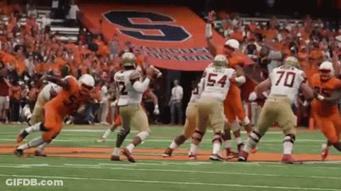 Football Field With Touchdown Orange On Fence GIF