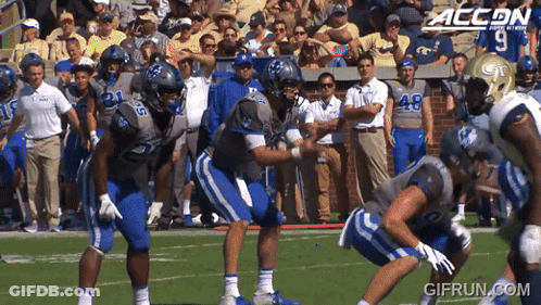Football Game In Front Of Crowd With Accon Text GIF