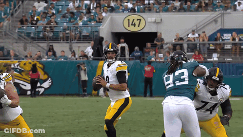 Football Game In Stadium With Number 147 GIF