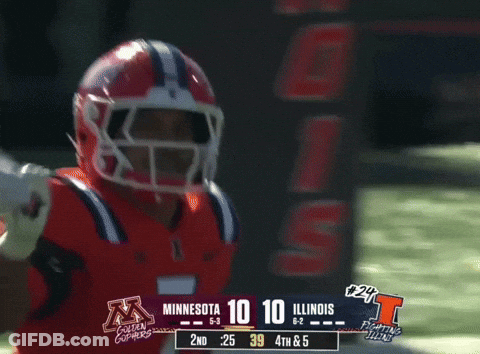 Football Game Minnesota Vs Illinois 10 To 10 GIF