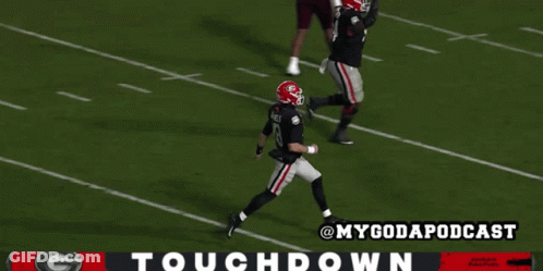Football Game On Screen With Touchdown GIF