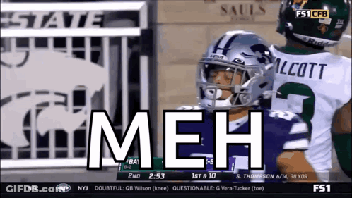 Football Game On TV Saying Meh GIF