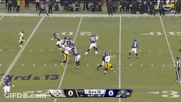Football Game With Scoreboard Saying 3Rd & 13 GIF