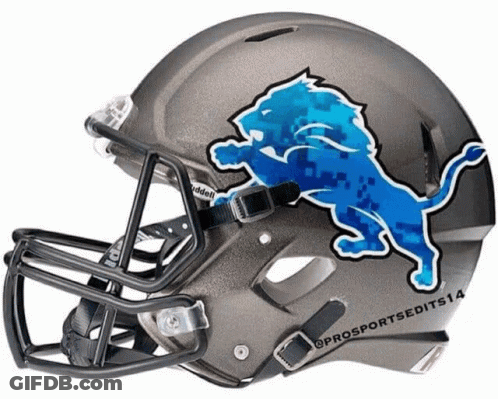 Football Helmet With Detroit Lions Logo GIF