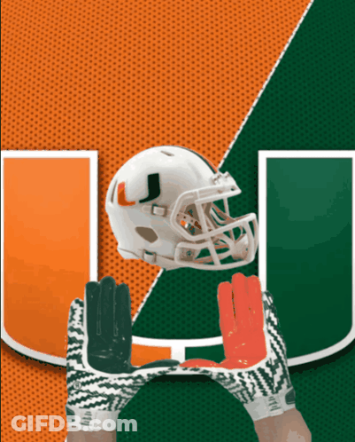 Football Helmet With U Letter Held By Gloves GIF